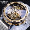T-WINNER Reloj de Hombre Winner Moda Casual Clásico Popular Diamantes de Imitación Calado Malla con Reloj Mecánico Manual