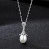 Collar Pag&Mag Elegante y Sencillo de Plata Esterlina para Mujer con Incrustación de Circonita 3A y Perlas de Agua Dulce de 9-9.5mm, Venta Directa del Fabricante