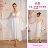 Conjunto de Pijama Sexy Duas Peças Camisola com Decote V Renda de Pérola Robe Externo Longo com Renda Integral 1286+1238