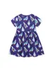 Vestido de manga corta para niña, estilo europeo y americano, estampado, cuello redondo, falda infantil, tejido de algodón, moda infantil.