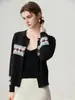 ¡Estilo artístico casual! Elegante cárdigan corto de cachemira para mujer, chaqueta suéter tejida, cuello redondo, casual de otoño e invierno