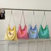 Nuevo modelo 2026 bolsa de hombro de lona simple con estampado de letras estilo ins para el día a día, bolsa de compras para combinar diariamente con rayas verticales, de mano