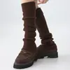 Calcetines holgados de otoño e invierno, nuevo estilo coreano, patrón de trenza texturizado, calentadores de piernas japoneses vintage, calcetines cálidos de punto adelgazantes, calcetines de mujer absorbentes de sudor