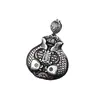 Bolsa de la suerte de doble pez colgante de plata de ley S999 cadena para suéter de mujer colgante de collar largo hueco retro de plata pura