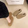 Botas de Nieve de Suela Gruesa para Mujer 2026 Nuevo Estilo Invierno Slip-on Más Terciopelo Ropa Exterior Peludas Zapatos Birkenstock de Caña Baja Cálidos Zapatos de Algodón