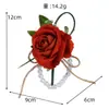 Flor de Muñeca para Novia de Boda al Aire Libre Estilo Bosque, Pulsera de Perlas para Dama de Honor Estilo Europeo, Flor Artificial para Registro de Matrimonio, Flor para Mano de la Pareja