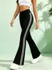 Pantalones Blancos de Pierna Ancha de Cintura Alta Estilo Europeo y Americano con Rayas Laterales, Ajuste Delgado Elástico, Control de Abdomen, Levantamiento de Glúteos, Pantalones Deportivos Casuales al por Mayor