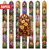 50 Piezas de Pegatinas Vintage Florales para Ventana de Compra Directa Transfronteriza, Materiales Creativos y Soñadores para Decoración DIY, Pegatinas Transparentes Impermeables de PET