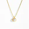 Cadena de clavícula de acero de titanio redonda con perla, no se decolora, moda para mujer, colgante simple, collar para amigas estudiantes, puesto transfronterizo
