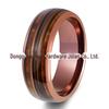 Novo produto transfronteiriço: Anel de Aço Tungstênio Cor de Café com Cordas de Guitarra Incrustadas Feitas de Madeira de Barril de Vinho, Anel de Aço Tungstênio Masculino de 8mm