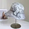 Sombrero de Pescador Teñido de Moda Estilo Coreano 2025 para Mujer en Verano, Sombrero Cubeta Transpirable y Versátil para Sombrear en Vacaciones y Viajes, Sombrero de Tela con Protección Solar