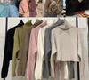 Suéter de Tricô Listrado com Gola Alta para Mulheres 2025 Outono e Inverno Novo Estilo Casual Curto de Tricô para Mulheres