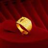 Tienda de Oro Mismo Estilo Anillo para Hombre Nuevo Nudo Chino Chapado en Oro Bendición de Riqueza Anillo Abierto Anillo con Palabra de Bendición Fabricante Venta al por Mayor