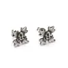 Pendientes Retro de Calavera y Cruz de Acero de Titanio Europeos y Americanos Nuevos de Halloween Nicho de Gama Alta de Moda Pendientes Versátiles