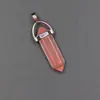 Collar de bala de cristal de ágata natural, collar colgante de cono hexagonal de cristal rosa, doble punta, suministro de Amazon para hombres y mujeres
