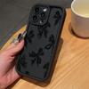 Ins Negro Lazo Funda para Teléfono iPhone14promax Apple 13 Todo Incluido 12/11 Moda 15/16 para Mujer 7