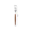 Conjunto de Talheres de Aço Inoxidável 410 com Cabo de Imitação de Nogueira, Faca de Churrasco Estilo Português, Garfo e Colher de Sobremesa