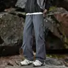 Calça de fleece personalizada/outono e inverno, calça masculina impermeável para atividades ao ar livre, marca da moda, calça de trabalho reta folgada, estilo grosso
