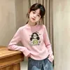 Camiseta Interior de Cuello Redondo para Niñas Estilo Nuevo 2026 Ropa Interior para Niños de Edad Media y Mayores Polar de Doble Cara Ropa de Otoño/Invierno Camiseta Pulóver Moderna