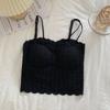 Explosivo Puro Gelo Seda Renda Duplo Sling Belo Colete Traseiro com Peito Envolvimento Peito Desgaste Interno Slim-fit Top Curto