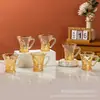 Juego de taza y platillo para café turco de alta calidad, con un lujoso borde dorado y asa de perla, 6 piezas, apto para uso doméstico y como regalo