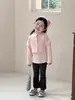 Otoño 2026 Nuevo Estilo Coreano Ropa Infantil Niñas Chaqueta de Botones Redonda Cuello Redondo Dos Piezas Top Dulce y Lindo Camiseta Básica