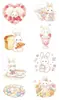 Pegatinas de Tatuaje de Conejo Acuarela Macaron Estilo Suave Lindo Femenino Impermeables Duraderas Pegatinas de Tatuaje de Dibujos Animados