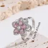 Anillo Giratorio de Índice Electroplateado Bauhinia de Circonita Multicapa Estilo Ins Anillo Abierto de Cobre Brillante Estilo Hada para Mujeres