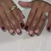 Manicura Borgoña Otoño e Invierno Uñas Portátiles Venta Cruzada Más Vendida Piezas de Uñas con Lunares Blancos Uñas Cuadradas Cortas Uñas Postizas