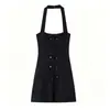 Para Comercio Exterior Transfronterizo Europeo y Americano Ropa de Mujer Aliexpress Más Vendido Verano Nuevo Estilo Chino Vestido Negro de Cuello Halter