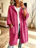 Abrigo de punto con capucha estilo europeo, gorro, cárdigan de punto para mujer, longitud media, suelto, manga tres cuartos, botones, estilo perezoso
