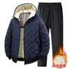 Tallas L-7XL Ropa de Algodón con Grafeno Pantalones de Algodón Conjunto de Dos Piezas Moda de Invierno Conjunto Cálido Ropa de Algodón para Hombre Pantalones de Algodón Conjunto para Hombre