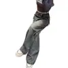 Jeans rectos desgastados retro estilo Hong Kong para mujer, talla XS, nuevo modelo de verano, de cintura alta, holgados, de pierna ancha, pantalones desgastados para personas petite