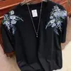 Jiangfu MM Gordita Tallas Grandes 240 Jin Bordado Pesado Manga Corta Mujer Verano Holgado Oversize Estilo BF Pareja Camisa Top Manga Media