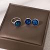 Pendientes Vintage Originales de Goteo de Aceite Azul Europeos y Americanos Moda Versátil Sencillos para el Trabajo Pendientes Redondos Traje de Pulsera