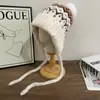 Novo Chapéu de Lã Tricotado com PomPom Estilo Étnico 2025 para Mulheres Outono e Inverno Proteção Quente para Orelhas Camada Dupla Forrado com Fleece Aconchegante