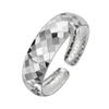 Elegante Pulseira Quadrada Larga com Rosto de Diamante Prata, Cubo de Água Aberta, Simples, Rosto Largo, Sólida, Estilo Gestapo