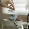 Mingzhenshan Zhi Qingshan Ciruela Azul Nube-Imitación Tapa Tazón Tazón de Té Cerámico Flor de Ciruelo Pintada a Mano Juego de Té Kung Fu