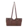Bolsa de mão estilo coreano para mulheres, nova bolsa de ombro única da moda 2026, estampa de leopardo única com rebites, bolsa tote de grande capacidade para mulheres