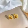 Conjunto de Colar e Brincos Fashionable Transfronteiriço com Zircônia Incrustada Conjunto de Duas Peças Trevo de Quatro Folhas Totalmente Diamantado Versátil Joias de Luxo Leve
