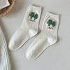 Calcetines para Mujer de Otoño Hilo de Punto Dibujos Animados Lindos Calcetines de Media Longitud para Mujer Ins Tendencia Estilo Coreano Distintivos de Terciopelo Calcetines Blancos de Media Longitud