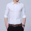Camisa Blanca para Hombre de Manga Corta Sin Planchar Corte Ajustado con Pliegues Ropa de Trabajo Formal de Negocios Otoño Profesional Formal Camisa Larga para Hombre