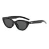Gafas de sol retro triangulares de ojo de gato con cara pequeña para mujer, gafas de sol Sense Ins de alta gama con montura pequeña negra