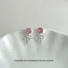 Exquisitos Aretes de Circonia Rosa con Lazo Super Brillantes, Populares Aretes de Moda de Gama Alta de Nicho, Accesorios Versátiles y Elegantes