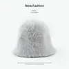 Chapéu Bucket Feminino Outono e Inverno Estilo Coreano Versátil Tendência Pelo de Coelho Chapéu de Pescador Quente Popular Estilo Japonês Pequeno Chapéu de Tricô Bacia para Rosto