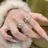 Anel de Palácio Novo Estilo para Mulheres, Anel de Corte Esmaltado Estilo Chinês, Ajustável e Versátil, Anel de Estilo Elegante