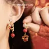 Pendientes de la Fortuna de Año Nuevo para Mujer 2026 Nuevos Pendientes de Botón Rojos Festivos Populares Diseño Único Pendientes de Gama Alta