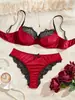 Conjunto de Sutiã e Calcinha Sexy de Renda Europeu e Americano Outono/Inverno Lingerie Francesa Pura Conjunto de Duas Peças Push-Up Anti-Queda