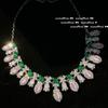 Collar de Gema Ojo de Gato Victoria Huevo Cara Sentido Antiguo Chapado en Oro de 18K Cadena Larga Cuadrada Zircón Borla Cadena para el Cuello Superpuesto