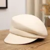 Boina Retrô Japonesa Preta para Mulheres, Outono e Inverno, Boina Bico de Pato Emagrecedora, Boina de Lã Estilo Francês Britânico Tendência
